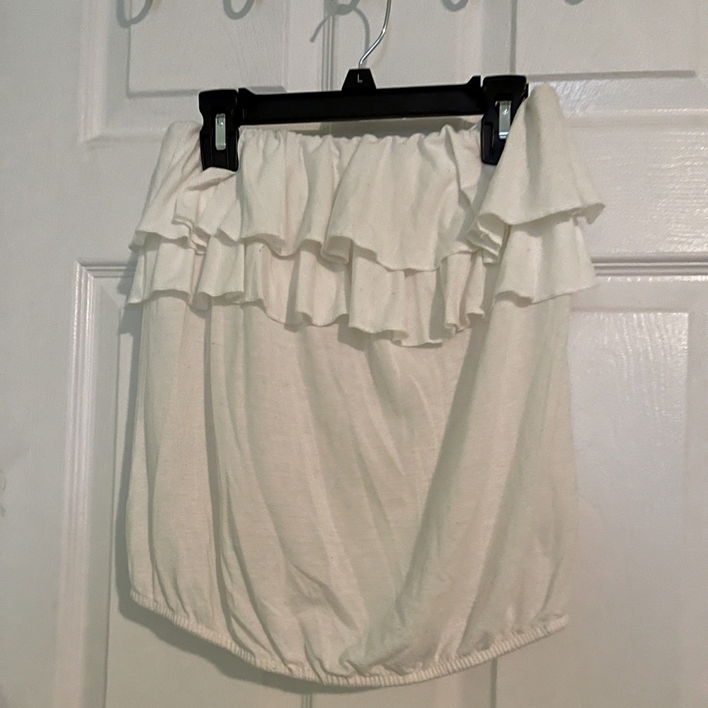 Sleeveless White Ruffle Top